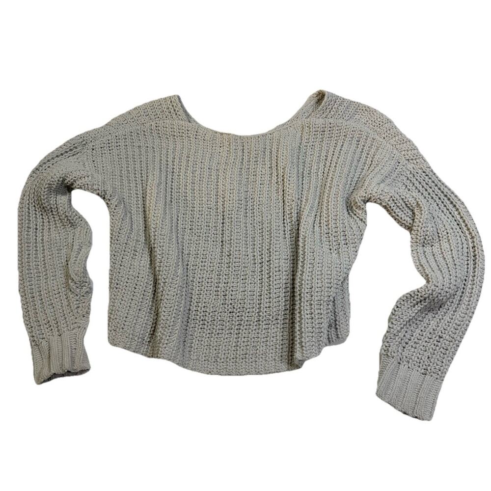 Hollister Oversized Chunky Knit Sweater Gray Baggy Soft Women’s Size Small